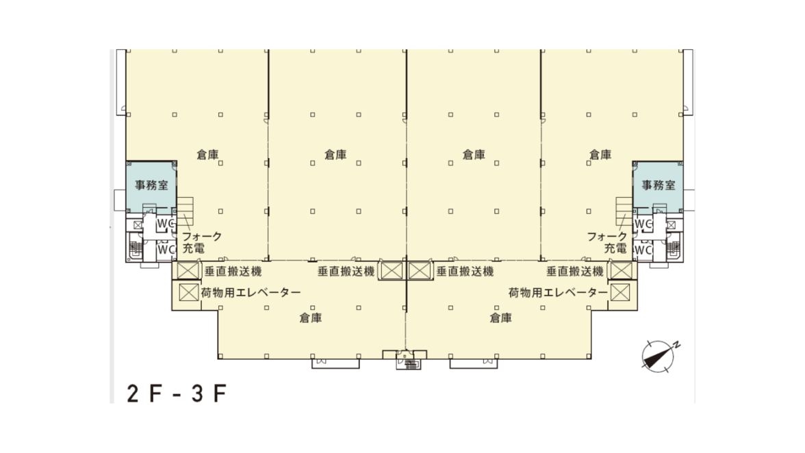 印西物流倉庫 2F〜3F 平面図