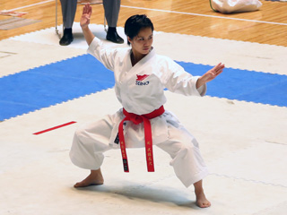 今年の全日本実業団空手道選手権大会で準優勝した時岡選手