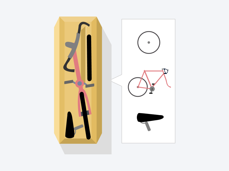 梱包された自転車のイラスト