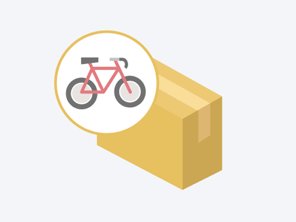 梱包された自転車が集荷されるイラスト