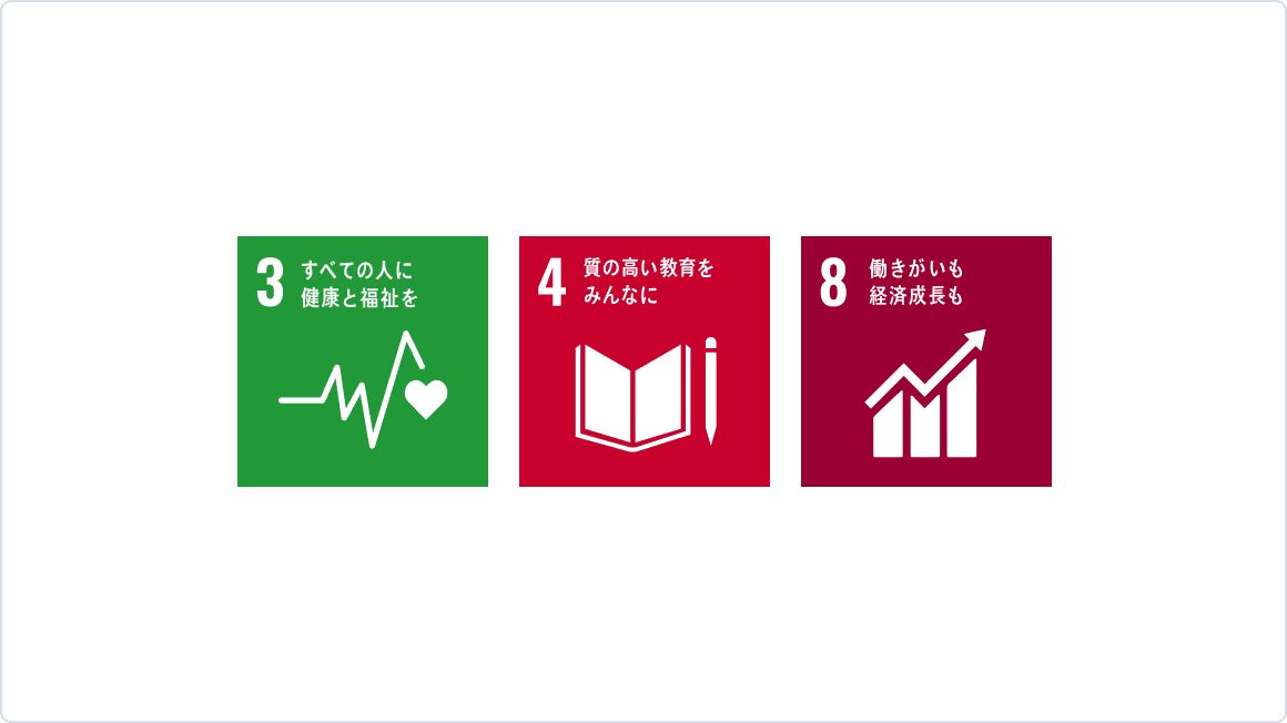 関連するSDGs 目標3、目標4、目標8